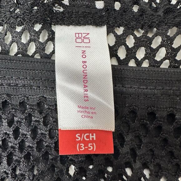 No Boundaries Black Mesh Swim Coverup Sz S Pullover Drawstring Tassel Beach NoBo - Picture 5 of 13